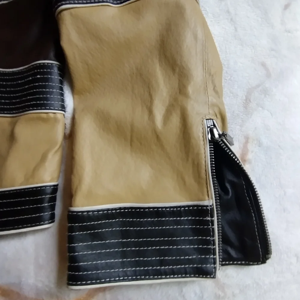 Pamela McCoy color block leather moto jacket - Picture 5 of 11